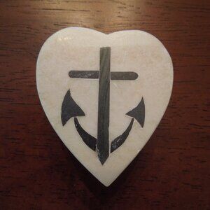 Delta Gamma - Vintage Soapstone jewelry box and Anchor Pin